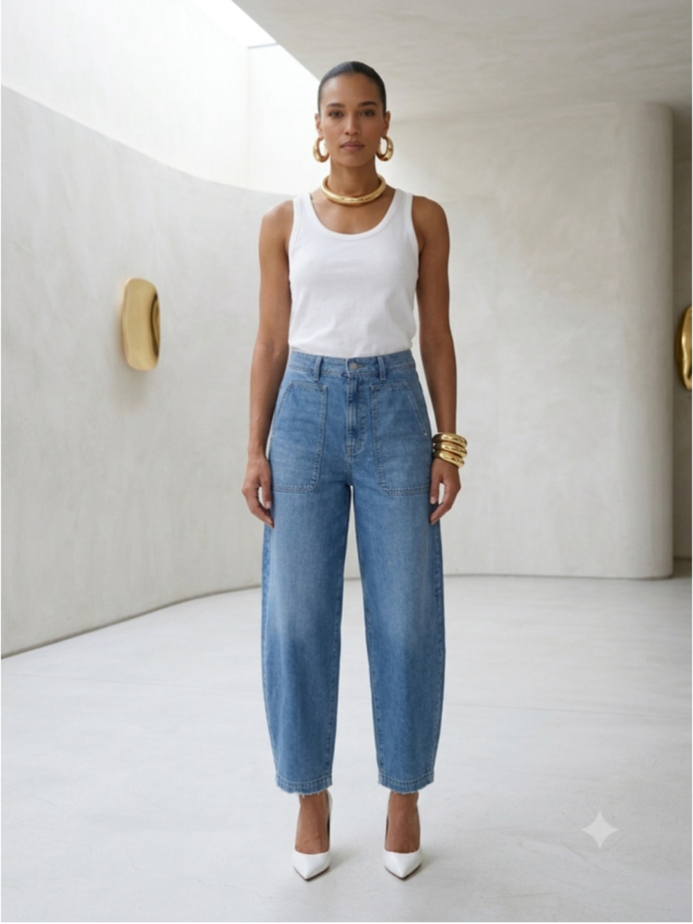 Madewell Balloon Jeans High Rise Wide Leg Utility Pocket Ankle Denim Pants Size - Picture 2 of 10